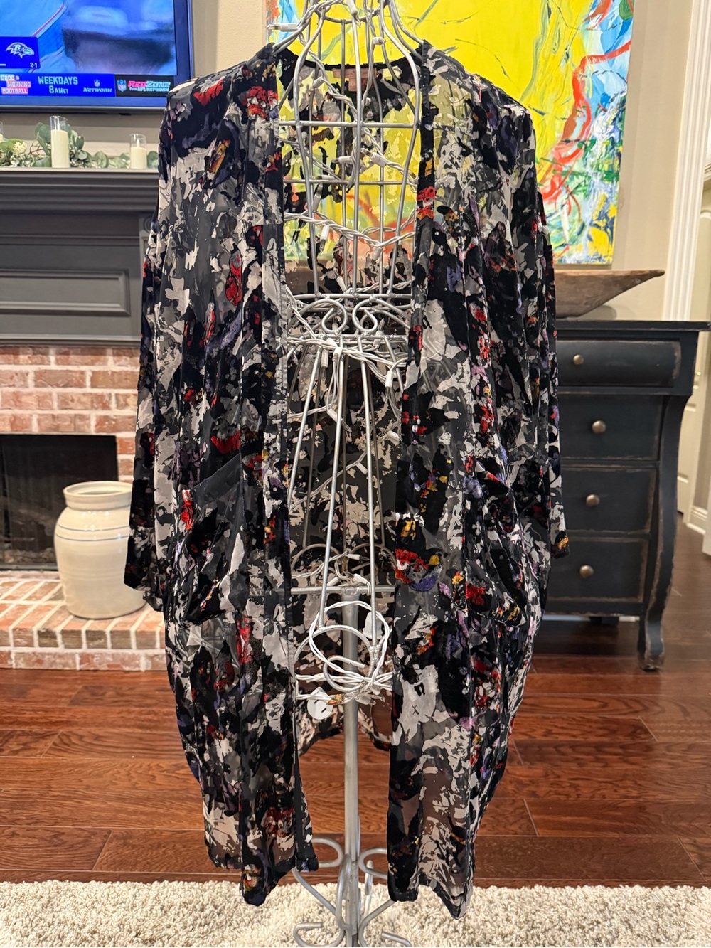 Gibson & Latimer Burnout Velvet Kimono Duster, size Large